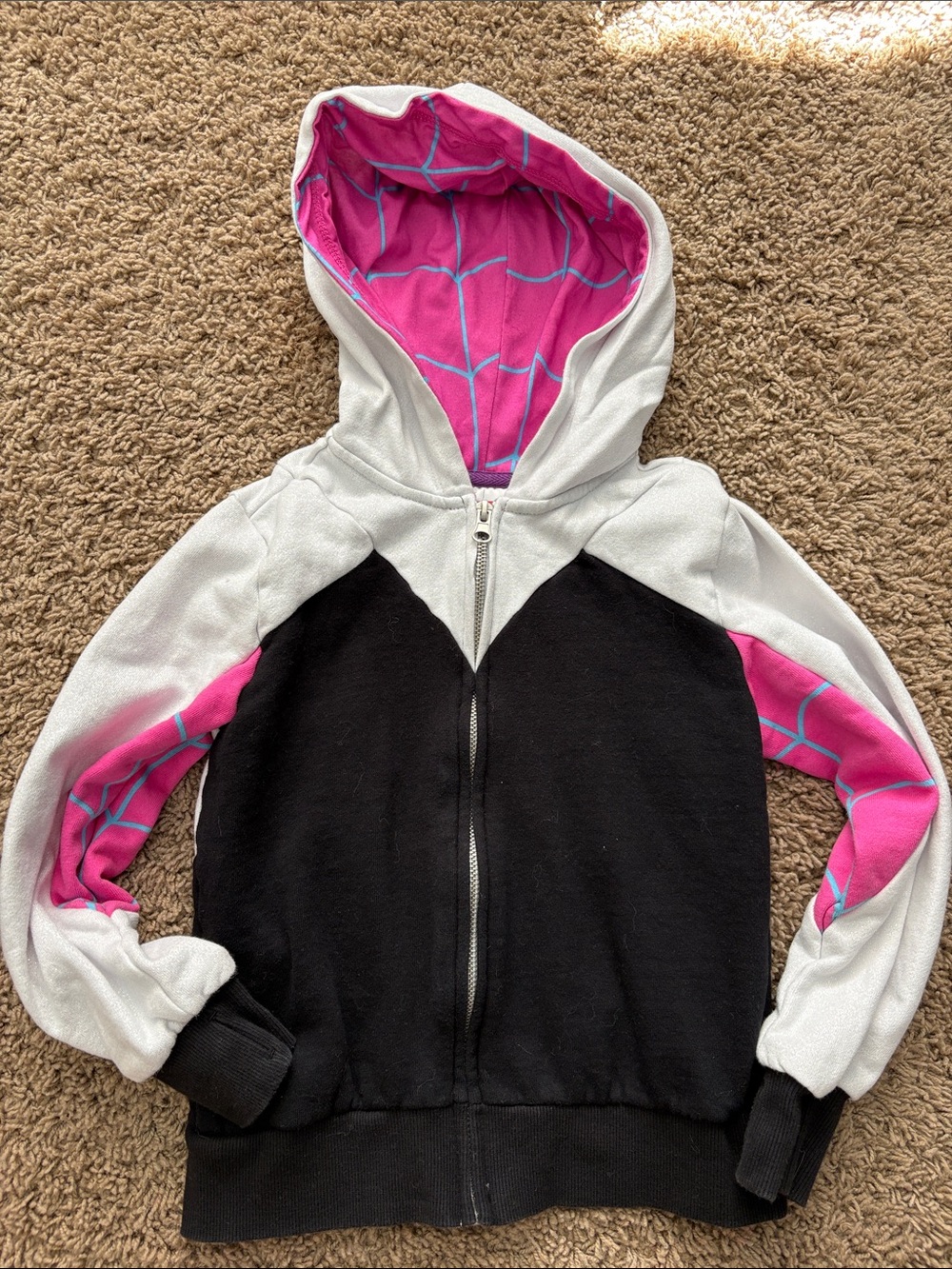 Disney Black, White & Pink Spiderweb-Lined Zip Hoodie
